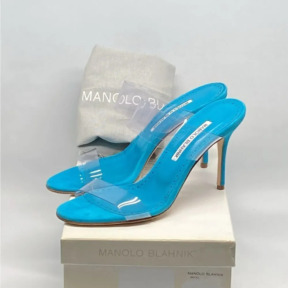 Manolo Blahnik Scolto 90MM PVC Mules size 38